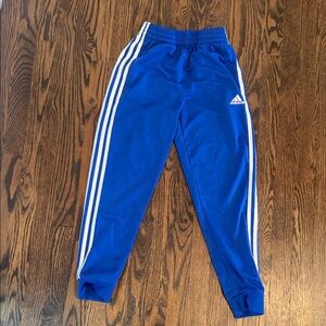 adidas Royal Blue Kids Joggers with White Stripes